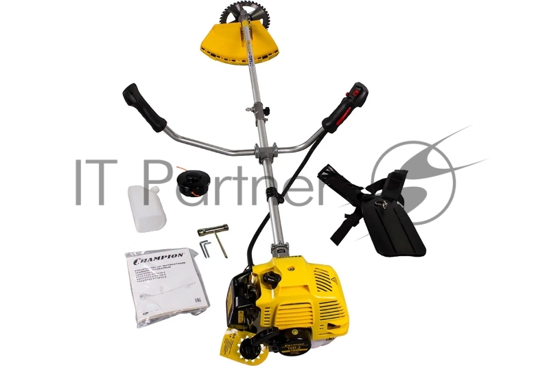 Триммер бензиновый Champion T433-2 переносной 2х тактный двигатель, 43 см³, 1.7 л.с. ширина скашивания: 40 см в комплекте: леска (3 мм), нож, плечевой ремень вес: 8.3 кг бак на 0.95 л прямая штанга уровень шума 102 дБ