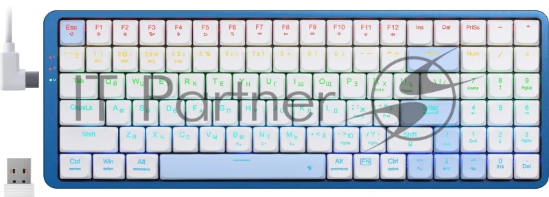 Клавиатура беспроводная DEFENDER Redragon Eva Pro white/blue (USB/BT, 96 клавиши) (72369)