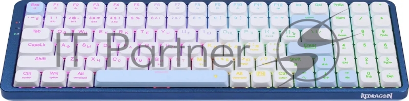 Клавиатура беспроводная DEFENDER Redragon Eva Pro white/blue (USB/BT, 96 клавиши) (72369)