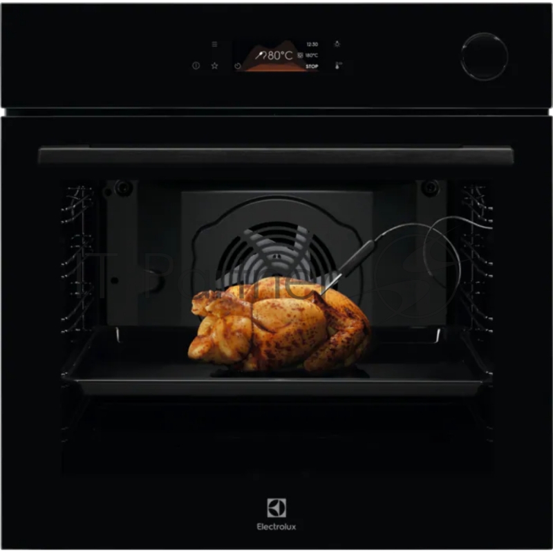Электрический духовой шкаф Electrolux SteamCrisp 700,приготовление на пару, объем 72 л, 19 режимов, очистка ручная, 3 стекла в дверце, направляющие проволочные + телескопические (1 уровень), термощуп