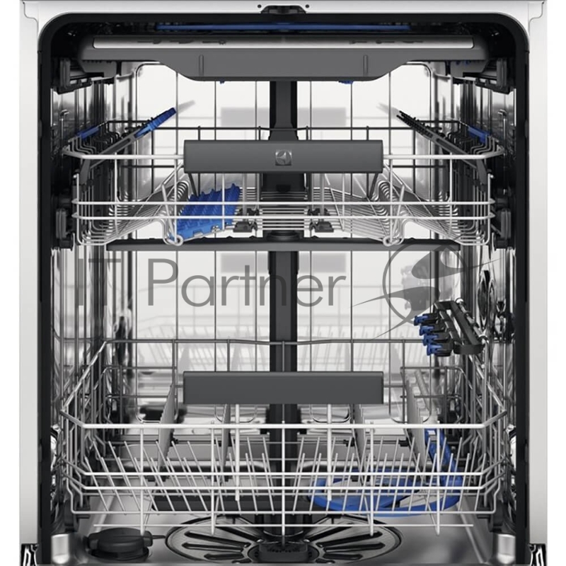 Встраиваемая полногабаритная посудомоечная машина Electrolux KEGB9420W, загрузка на 15 комплектов посуды, сенсорное управление, 8 программ, 59.6x55x82 см, черный цвет, сушка: с открыванием дверцы/с теплообменником, индикация на полу: проекция диспле