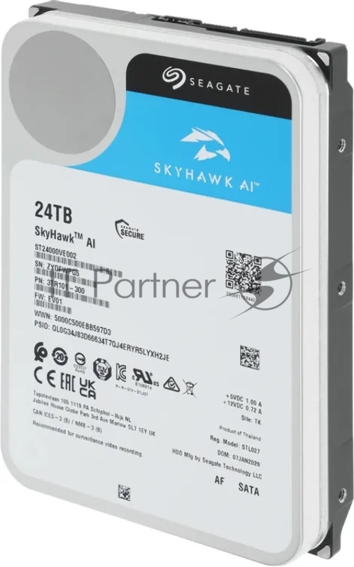 Жесткий диск Seagate SATA-III 24TB ST24000VE002 SkyHawkAI 512E (7200rpm) 512Mb 3.5