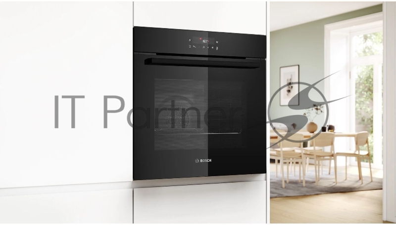 Встраиваемый духовой шкаф Bosch HBA571BB4, Auto Pilot 10, объем 71 л , 7 режимов нагрева, 4D Hotair, сенсорное управление со светодиодной подсветкой, направляющие проволочные , пиролиз, черный цвет