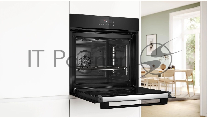 Встраиваемый духовой шкаф Bosch HBA571BB4, Auto Pilot 10, объем 71 л , 7 режимов нагрева, 4D Hotair, сенсорное управление со светодиодной подсветкой, направляющие проволочные , пиролиз, черный цвет