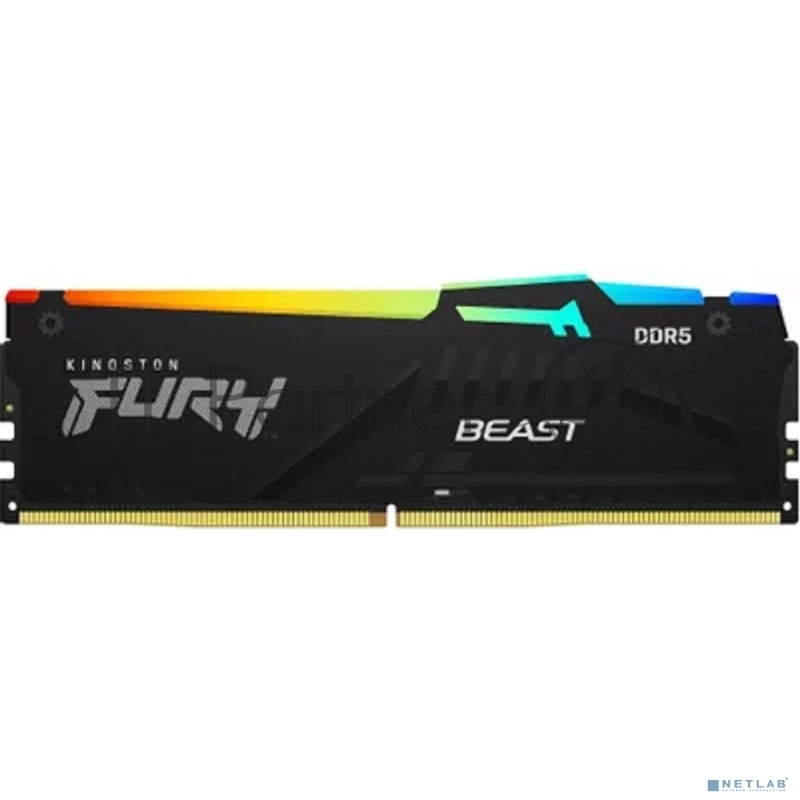 Оперативная память Kingston Fury Beast Black, DDR5, 32Gb (1x32 GB), 5200 MHz, CL40, радиатор, RGB, черный