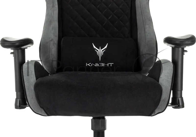 Кресло игровое Knight Regal Fabric черный/серый, иск. замша, крестов. металл