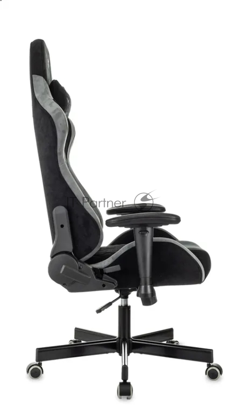 Кресло игровое Knight Regal Fabric черный/серый, иск. замша, крестов. металл