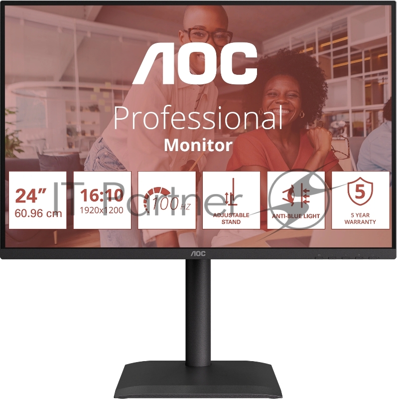 Монитор 24 AOC X24E4U черный IPS LED 4ms 16:9 HDMI M/M матовая HAS Piv 300cd 178гр/178гр 1920x1080 100Hz VGA DP FHD USB 5.22кг