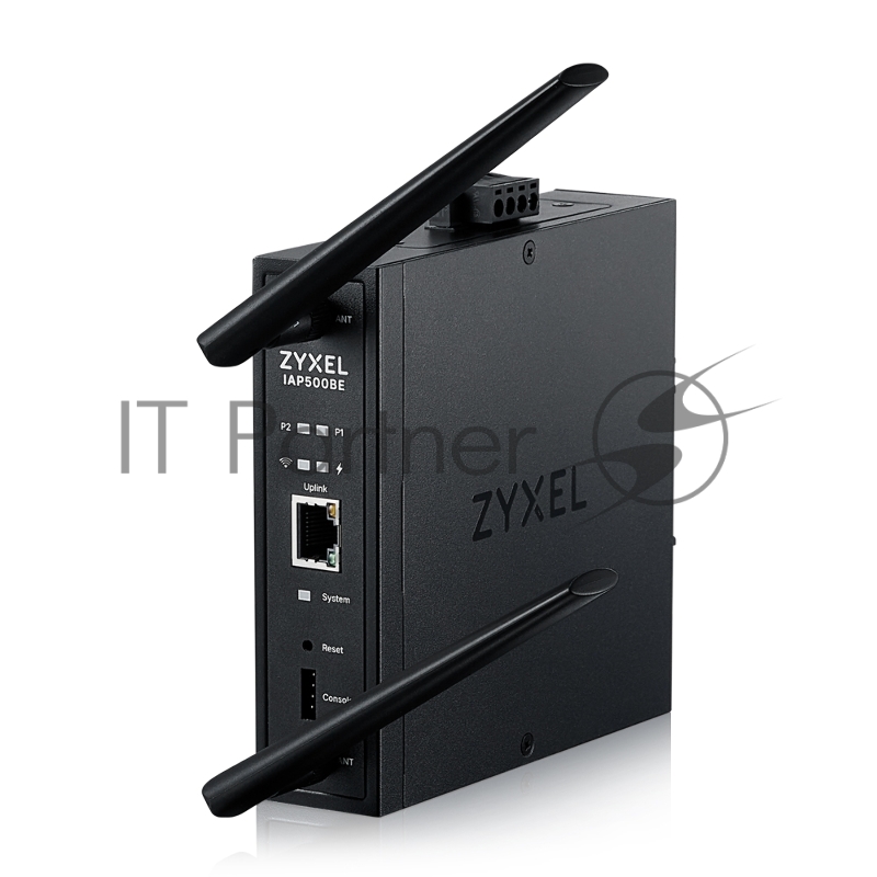 Точка доступа промышленная ZYXEL Wi-Fi 7 Industrial Access Point Zyxel NebulaFlex Pro IAP500BE, 802.11be (BE5100), MU-MIMO 2x2+2x2, external antennas (included), 1xLAN 2.5GE, PoE or dual power DC-input, DIN rail/wall mount