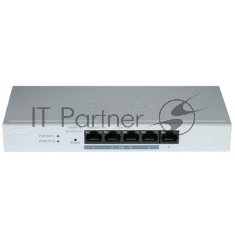 Коммутатор ZYXEL Web-managed Gigabit PoE Switch Zyxel GS1200-5HPv3, 5xRJ-45: 1G (4xPoE+), 68W PoE budget, desktop, fanless
