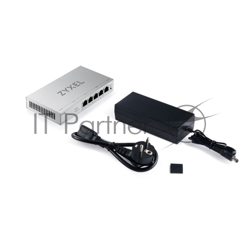 Коммутатор ZYXEL Web-managed Gigabit PoE Switch Zyxel GS1200-5HPv3, 5xRJ-45: 1G (4xPoE+), 68W PoE budget, desktop, fanless