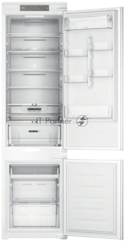 Встраиваемый холодильник Whirlpool WHC20T352 60 см, 193х54.5х54 см, 182/68 л, инверторный компрессор, Full No Frost, автоматическая разморозка, зона свежести, перенавешиваемые дверцы, скользящие направляющие, LED освещение Италия