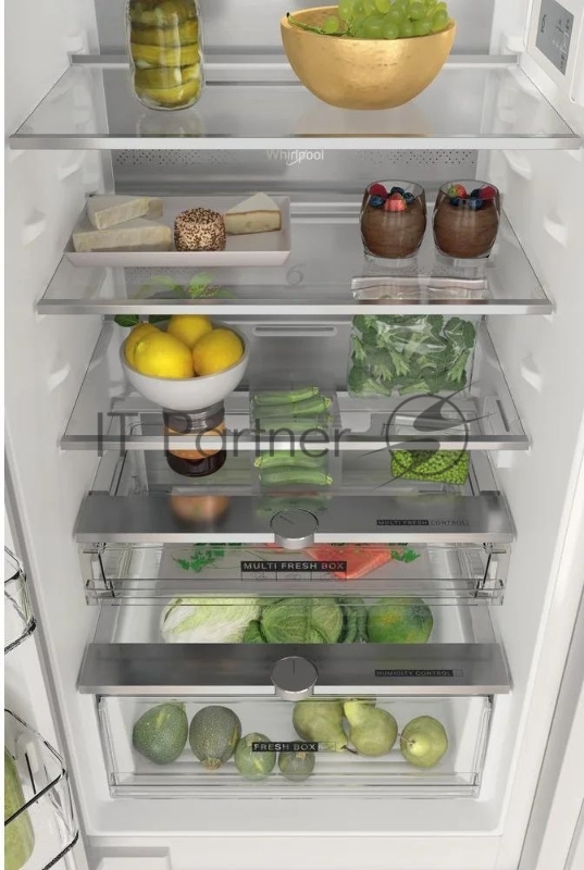 Встраиваемый холодильник Whirlpool WHC18T132 60 см, 177х54.5х54 см, 182/68 л, инверторный компрессор, Full No Frost, автоматическая разморозка, зона свежести, перенавешиваемые дверцы, скользящие направляющие, LED освещение Италия