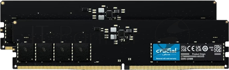 Оперативная память Crucial by Micron DDR5-5600 64GB Kit (2x32GB) UDIMM CL46 Black 1.1V, 1 Year Warrаnty
