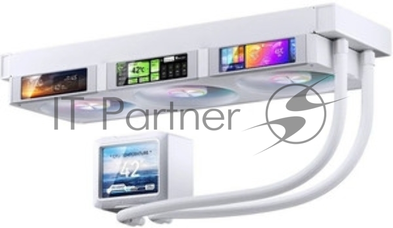 Система жидкостного охлаждения Water Cooling System JONSBO TF3-360SCW White (320W, 360mm, LED, White, ARGB/ Fans: 3x120mm, 62.4CFM, 37.3dBA, 2400RPM/ Pump height 63mm, 30dBA, 2500RPM, Rad thickness 27mm/ S: 1851, 1700, 1200, 115X, 2011, 1366, AM5, AM