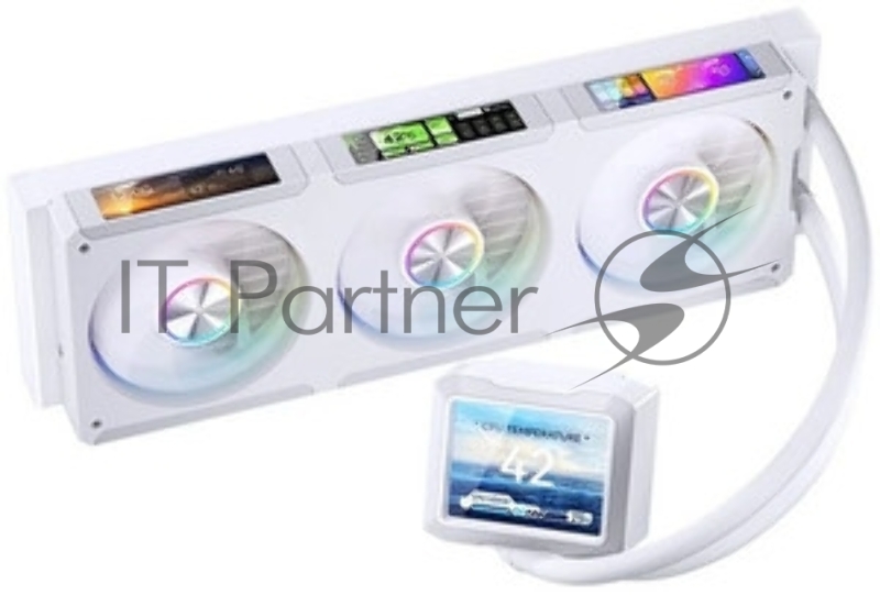 Система жидкостного охлаждения Water Cooling System JONSBO TF3-360SCW White (320W, 360mm, LED, White, ARGB/ Fans: 3x120mm, 62.4CFM, 37.3dBA, 2400RPM/ Pump height 63mm, 30dBA, 2500RPM, Rad thickness 27mm/ S: 1851, 1700, 1200, 115X, 2011, 1366, AM5, AM