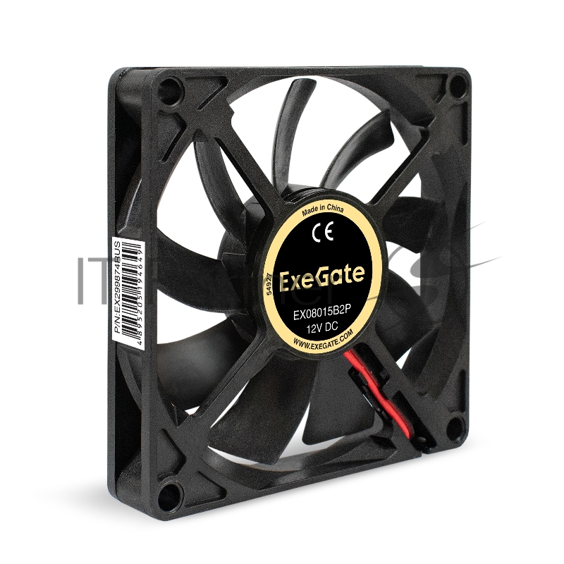 Вентилятор 12В DC ExeGate EX08015B2P (80x80x15 мм, 2-Ball (двойной шарикоподшипник), 2pin, 2000RPM, 21dBA)