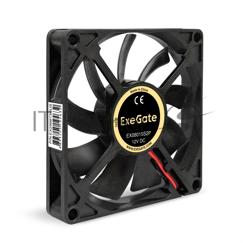 Вентилятор 12В DC ExeGate EX08015S2P (80x80x15 мм, Sleeve bearing (подшипник скольжения), 2pin, 2000RPM, 20dBA)
