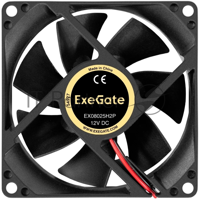 Вентилятор 12В DC ExeGate EX08025H2P (80x80x25 мм, Hydraulic bearing (гидродинамический), 2pin, 2200RPM, 22dBA)