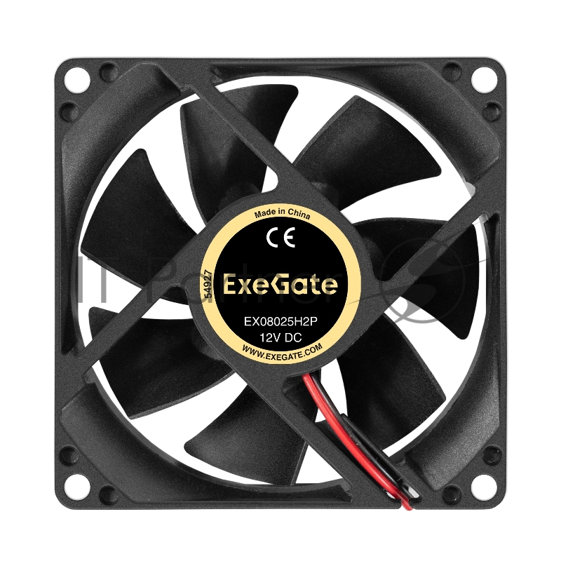 Вентилятор 12В DC ExeGate EX08025H2P (80x80x25 мм, Hydraulic bearing (гидродинамический), 2pin, 2200RPM, 22dBA)