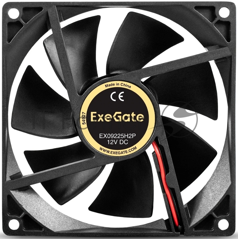 Вентилятор 12В DC ExeGate EX09225H2P (92x92x25 мм, Hydraulic bearing (гидродинамический), 2pin, 2100RPM, 25dBA)