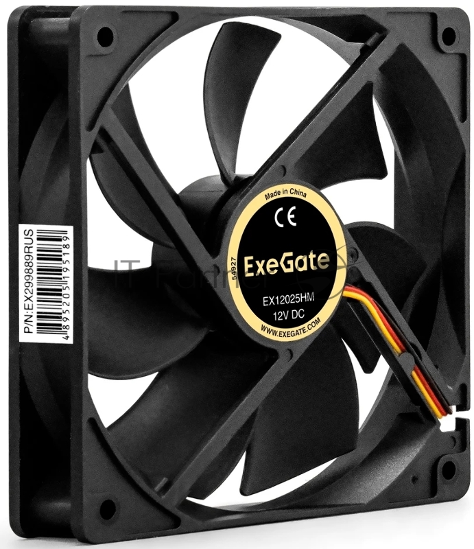 Вентилятор 12В DC ExeGate EX12025S2PM (120x120x25 мм, Sleeve bearing (подшипник скольжения), 2pin+Molex, 1500RPM, 24dBA)