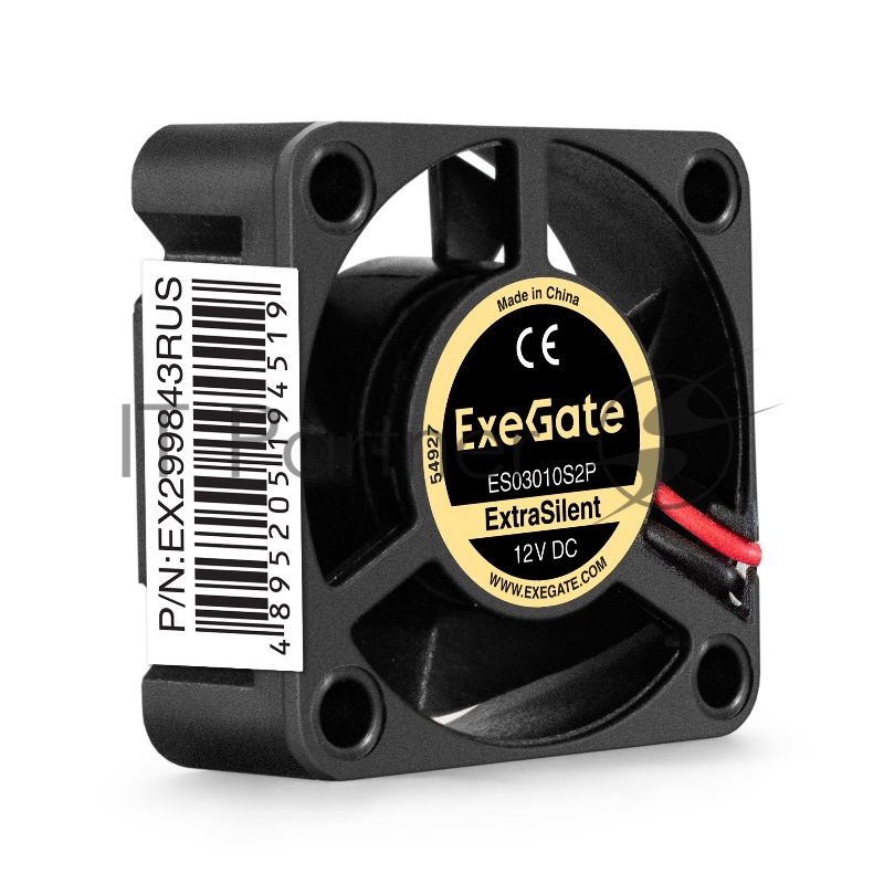 Вентилятор 12В DC ExeGate ExtraSilent ES03010S2P (30x30x10 мм, Sleeve bearing (подшипник скольжения), 2pin, 8000RPM, 18dBA)