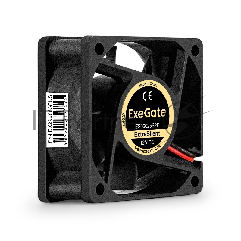 Вентилятор 12В DC ExeGate ExtraSilent ES06025S2P (60x60x25 мм, Sleeve bearing (подшипник скольжения), 2pin, 2500RPM, 17dBA)