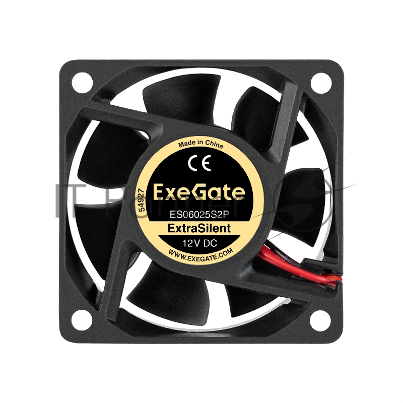 Вентилятор 12В DC ExeGate ExtraSilent ES06025S2P (60x60x25 мм, Sleeve bearing (подшипник скольжения), 2pin, 2500RPM, 17dBA)