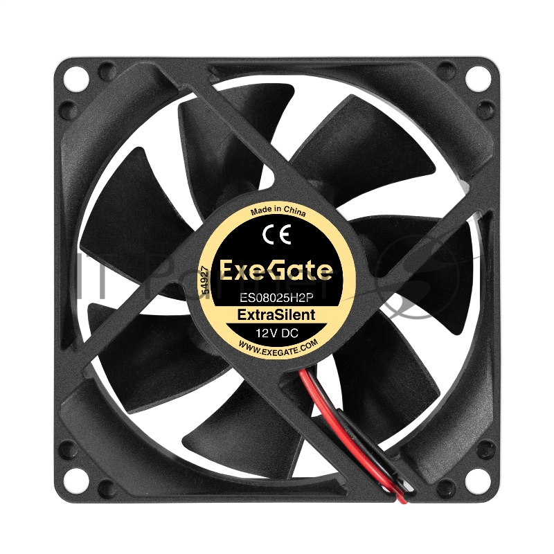 Вентилятор 12В DC ExeGate ExtraSilent ES08025H2P (80x80x25 мм, Hydraulic bearing (гидродинамический), 2pin, 1900RPM, 19dBA)