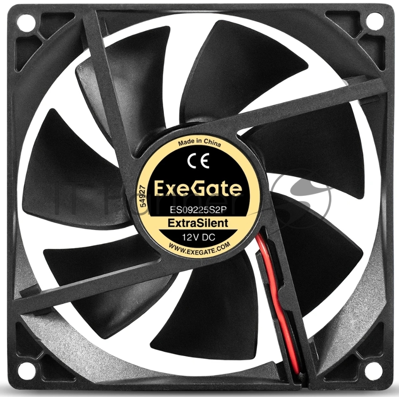 Вентилятор 12В DC ExeGate ExtraSilent ES09225S2P (92x92x25 мм, Sleeve bearing (подшипник скольжения), 2pin, 1800RPM, 21dBA)