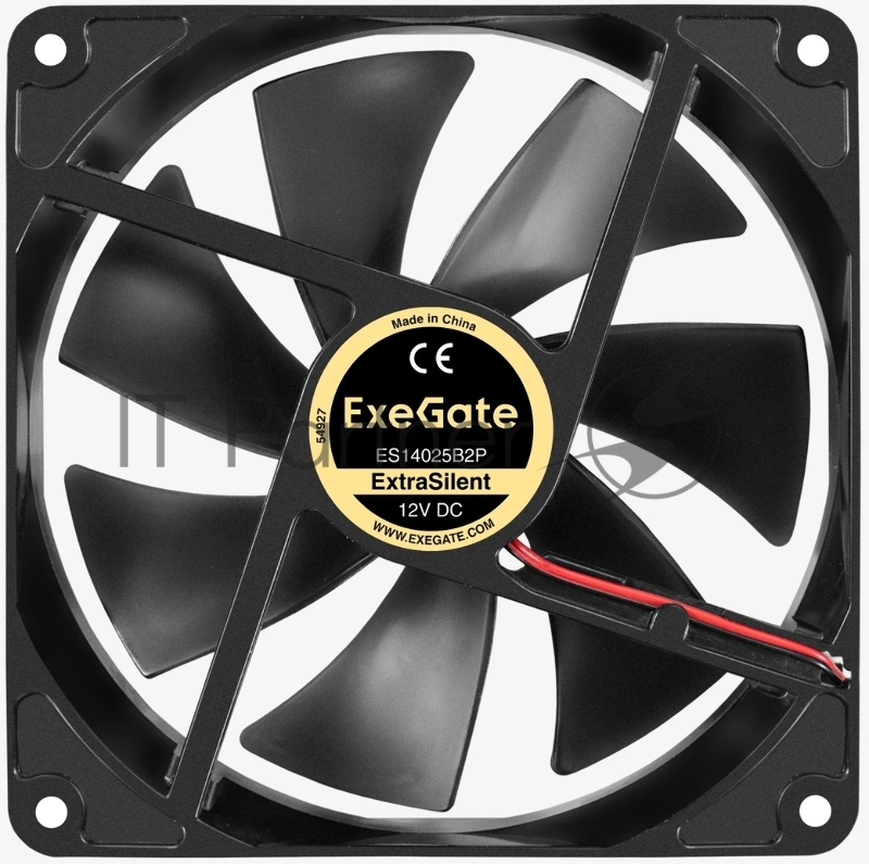 Вентилятор 12В DC ExeGate ExtraSilent ES14025B2P (140x140x25 мм, 2-Ball (двойной шарикоподшипник), 2pin, 1000RPM, 19dBA)
