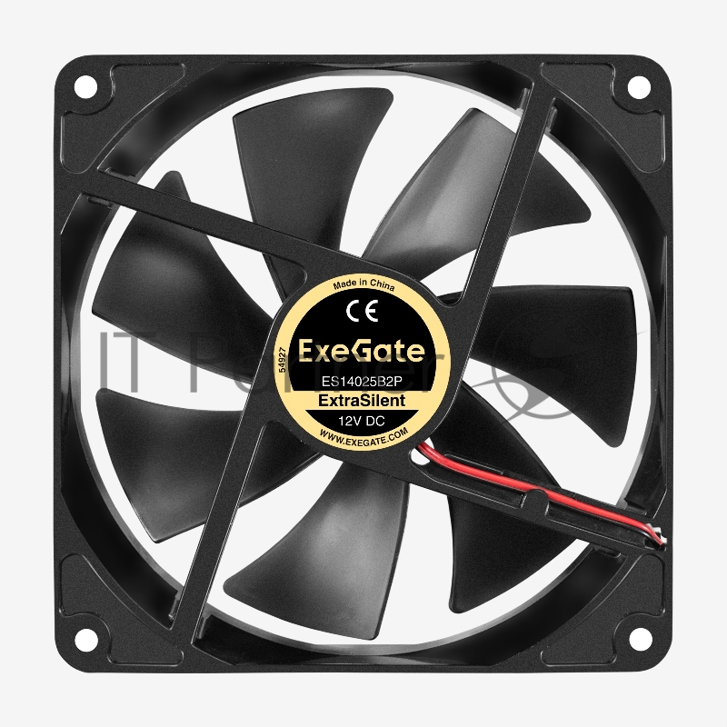 Вентилятор 12В DC ExeGate ExtraSilent ES14025B2P (140x140x25 мм, 2-Ball (двойной шарикоподшипник), 2pin, 1000RPM, 19dBA)