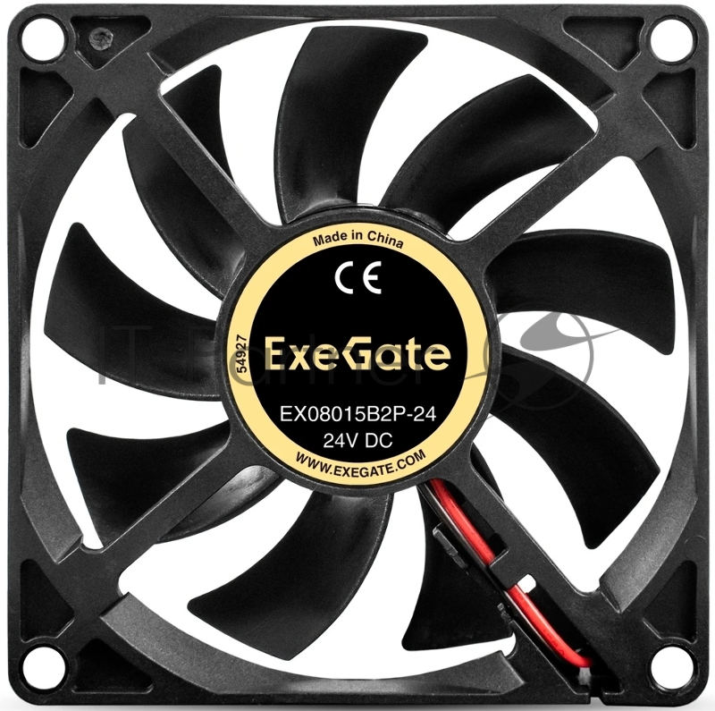 Вентилятор 24В DC ExeGate EX08015B2P-24 (80x80x15 мм, 2-Ball (двойной шарикоподшипник), 2pin, 2550RPM, 30dBA)