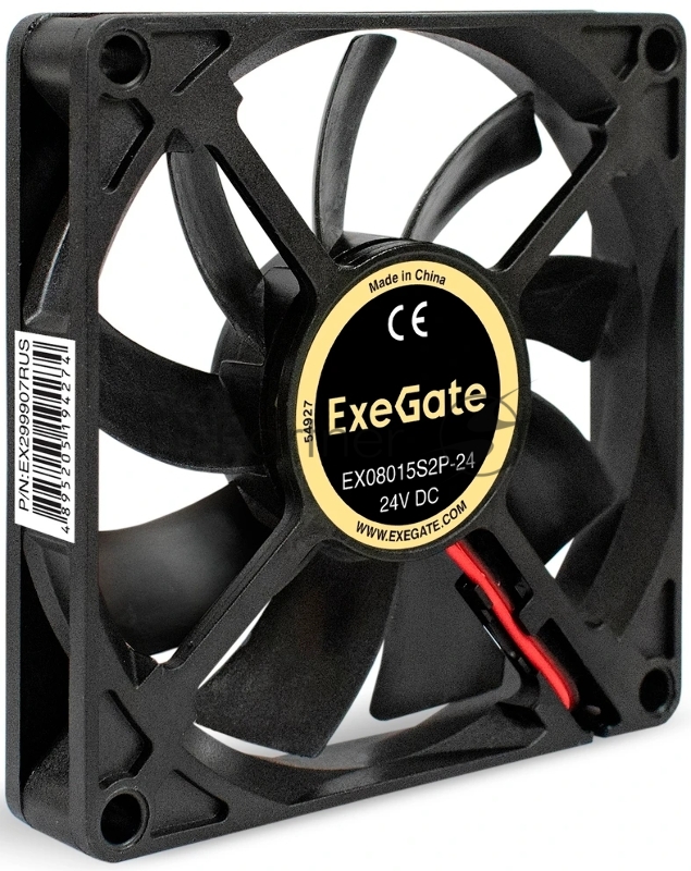 Вентилятор 24В DC ExeGate EX08015S2P-24 (80x80x15 мм, Sleeve bearing (подшипник скольжения), 2pin, 2500RPM, 30dBA)