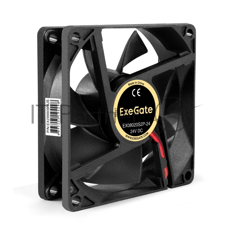 Вентилятор 24В DC ExeGate EX08020S2P-24 (80x80x20 мм, Sleeve bearing (подшипник скольжения), 2pin, 3900RPM, 41dBA)