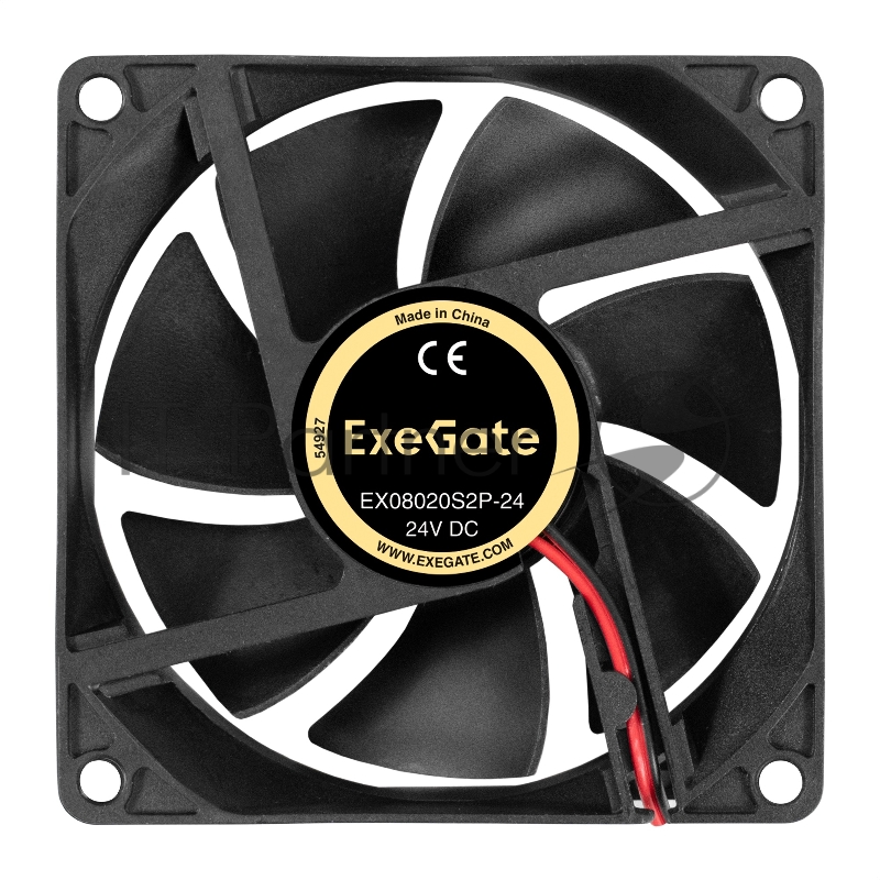 Вентилятор 24В DC ExeGate EX08020S2P-24 (80x80x20 мм, Sleeve bearing (подшипник скольжения), 2pin, 3900RPM, 41dBA)