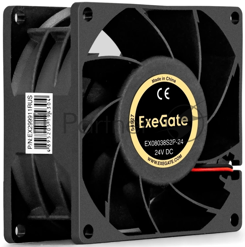 Вентилятор 24В DC ExeGate EX08038S2P-24 (80x80x38 мм, Sleeve bearing (подшипник скольжения), 2pin, 4500RPM, 43dBA)