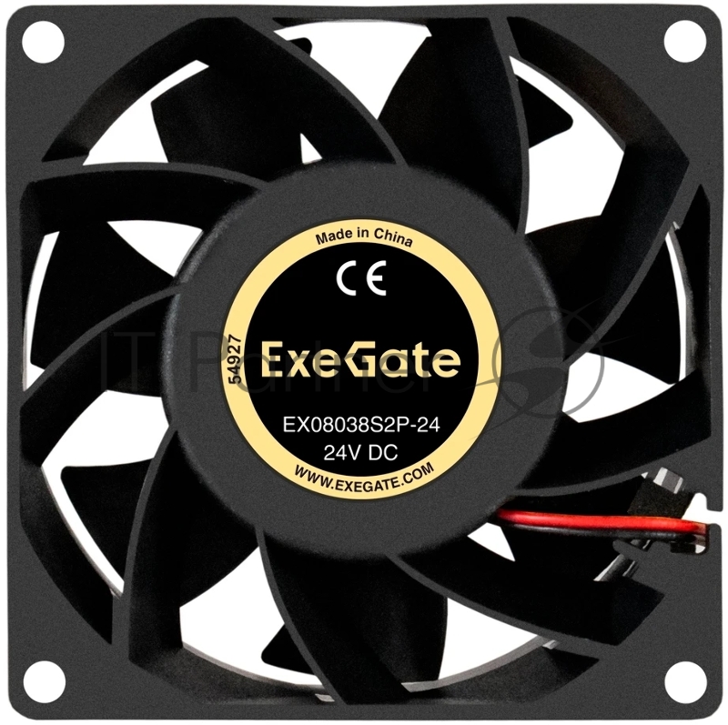 Вентилятор 24В DC ExeGate EX08038S2P-24 (80x80x38 мм, Sleeve bearing (подшипник скольжения), 2pin, 4500RPM, 43dBA)
