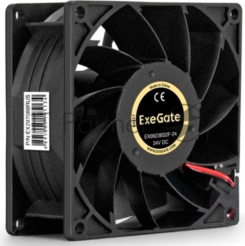 Вентилятор 24В DC ExeGate EX09238S2P-24 (92x92x38 мм, Sleeve bearing (подшипник скольжения), 2pin, 4500RPM, 48dBA)