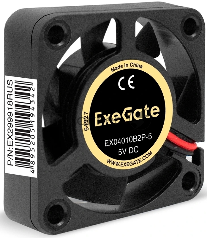 Вентилятор 5В DC ExeGate EX04010B2P-5 (40x40x10 мм, 2-Ball (двойной шарикоподшипник), 2pin, 5500RPM, 25dBA)