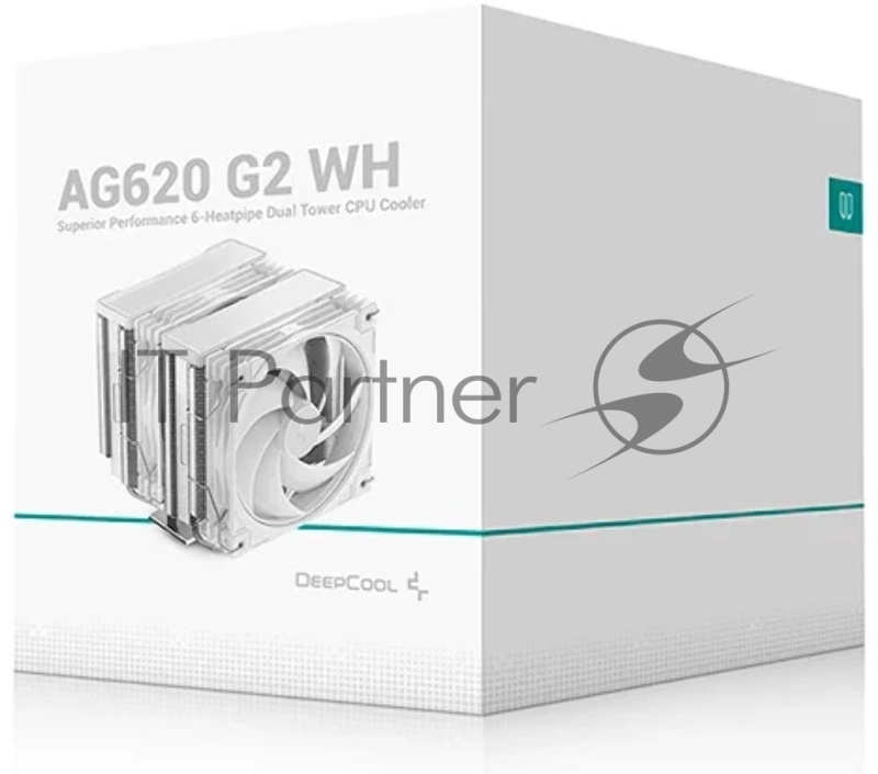 Кулер для процессора DEEPCOOL AG620 G2 WH LGA1954/1851/1700/AM5/AM4 (9шт/кор, TDP 270W, PWM, DUAL Black Fan 120mm, 6 тепл. трубок, белый) RET