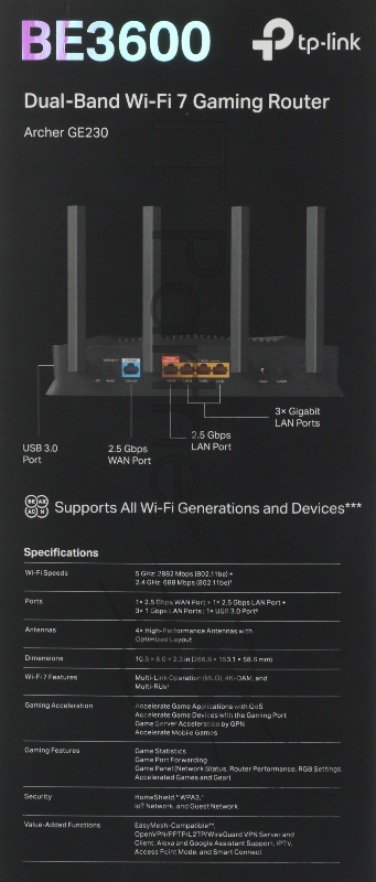 Двухдиапазонный игровой роутер Wi-Fi TP-Link Archer GE230