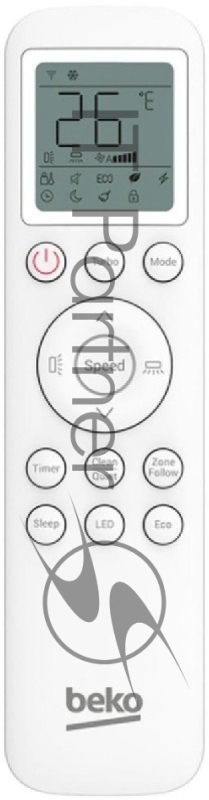 Кондиционер сплит-система Beko SPLIT BRFPA 090/BRFPA 091 9000 BTU, 26 м², 36/42 дБ, охлаждение, обогрев, осушение, белый