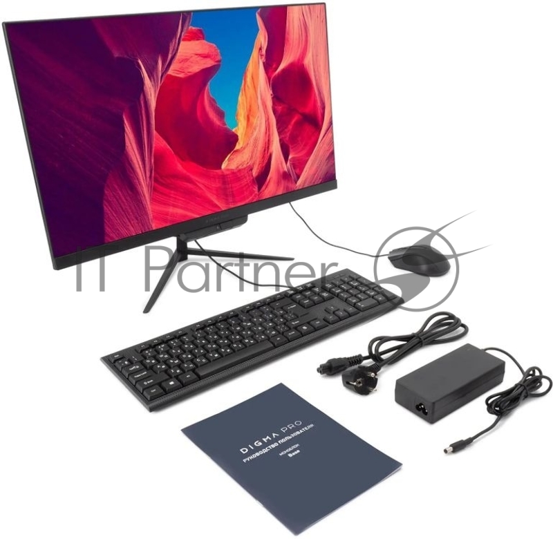 Моноблок Digma Pro Base 23.8 Full HD i3 12100 (3.3) 16Gb SSD512Gb UHDG 730 Windows 11 Pro GbitEth WiFi BT 90W клавиатура мышь Cam черный 1920x1080
