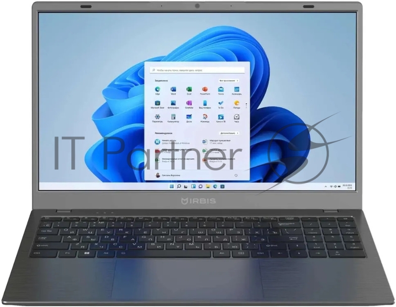 Ноутбук IRBIS GroovyBook 15 Core I5-1250P, 16GB LPDDR5+512GB NVME SSD,15,6LCD 1920*1080 IPS,Intel AX101 WIFI,Camera 2MP,TPM2.0 , 7.7V 6000mha battery, TYPE C full function,RJ45,Windows 11 Pro RUS,Grey