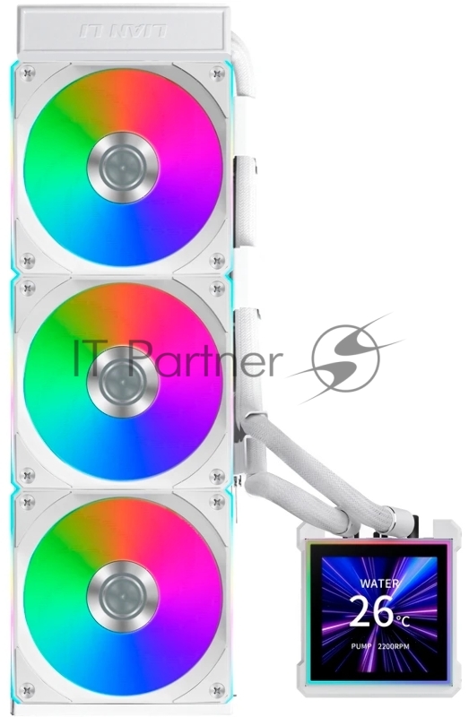 Система водяного охлаждения Lian-Li HydroShift II LCD-S 360CL ARGB Soc-AM5/AM4/1700/1851 белый 4-pin 30dB Al+Cu LCD Ret (G89.GHS2LCDS36CW.R0)