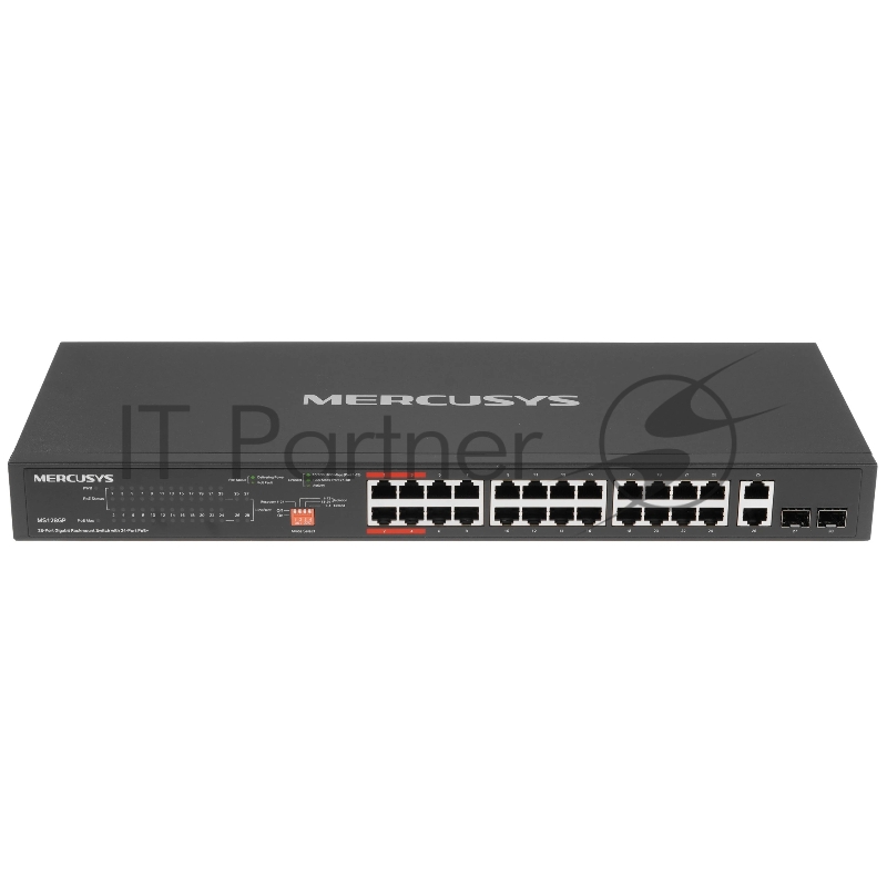 Гигабитный 28-портовый монтируемый в стойку коммутатор Mercusys MS128GP с 24 портами PoE+
