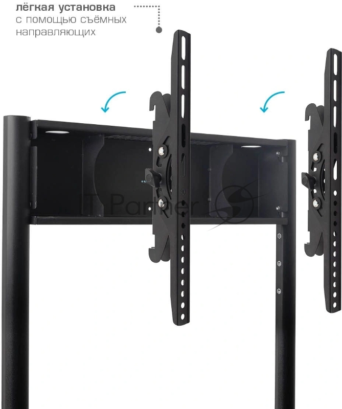 Мобильная стойка напольная Kromax OMEGA-14 black для TV 32-90, max вес 70 кг, наклон ±12°, высота 2050 мм, max VESA 600x400 мм