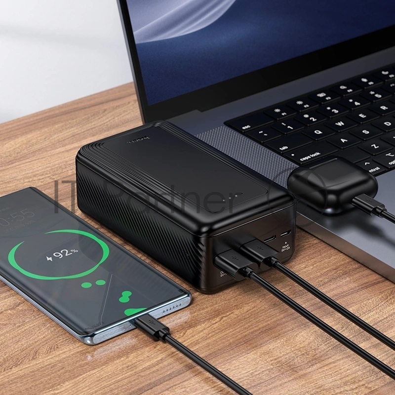 Внешний аккумулятор 30000mAh 2USB+1Type-C+1micro USB 2.0A Hoco J165B (Black)